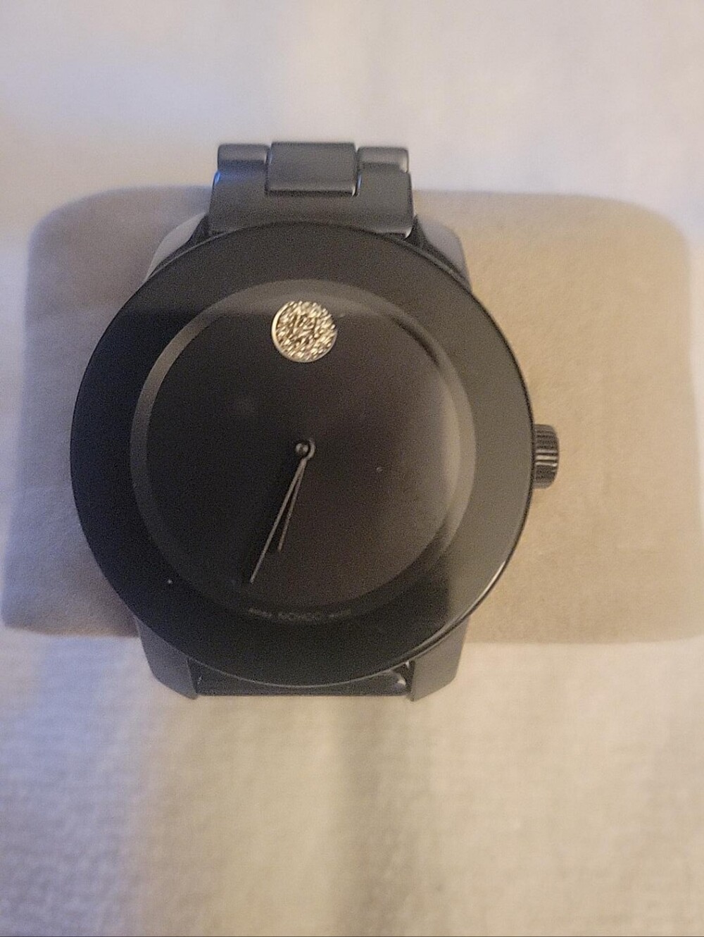 Movado BOLD Women's Black Ceramic Swiss Quartz Watch Crystal Dot